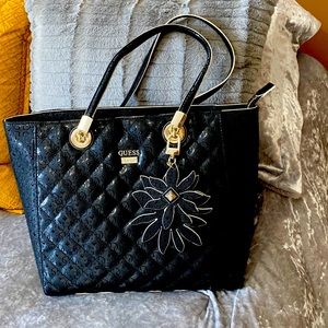 Guess Black Quilted Tote Bag